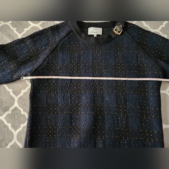 *3.1 Phillip Lim Navy and Gold Wool/Cashmere Blend Sweater Women's Large - Picture 7 of 8